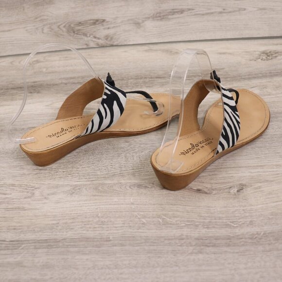 Niccolo Vacari Zebra Print Sandal Women’s 9.5 Suede Leather Made in Italy Wedge - Picture 14 of 14